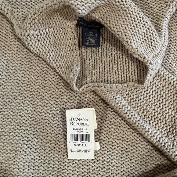 NEW Banana Republic Classic Knit Fisherman Funnel Neck Sweater Wheat XS NWT - Picture 12 of 15